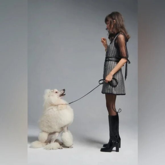 ANTHROPOLOGIE MAEVE Retro TWEED Button front Black White MINI DRESS - Fall! 8/10 - Picture 4 of 13